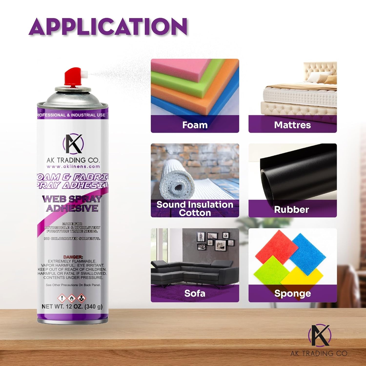 AK Trading Professional Quality General Multipurpose Spray Adhesive, 12-Ounce for Acoustic Panels &amp; Craft Upholstery Foam Adhesive &amp; Fabric Glue