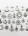 Nautical Charm Collection-50 Pcs Craft Supplies Nautical Ship Wheel Anchor Lig Charms Pendants for Crafting, Jewelry Findings Making Accessory for DIY Necklace Bracelet (M066)