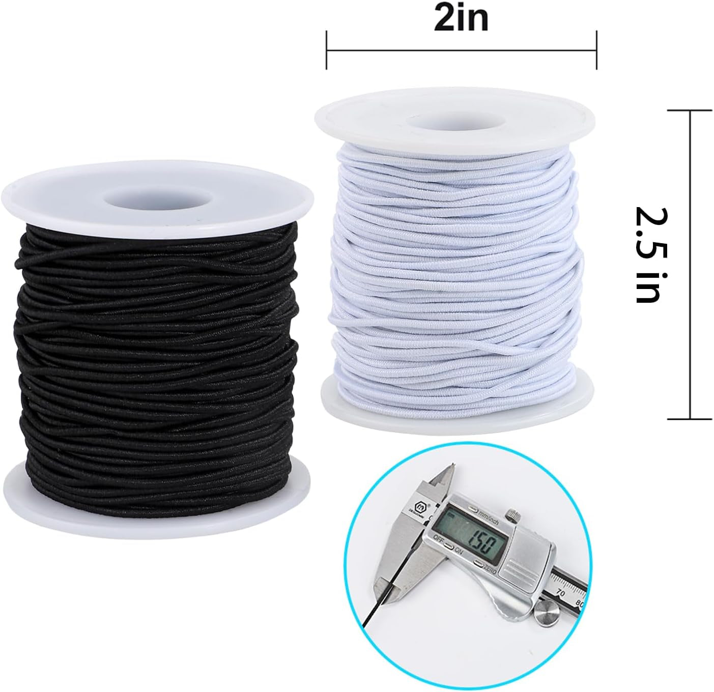 Stretchy Bracelet String, 2 Rolls 1.5 Mm Elastic String Cord for Bracelets,Jewelry Making, Necklaces, Beading and Crafts (Black&White)