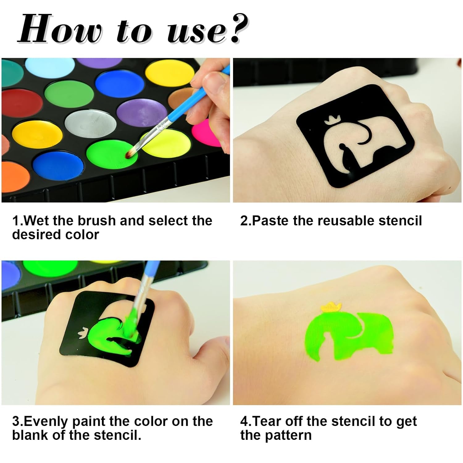 Face Painting Kit for Kids, Washable Face Painting Kit with Stencils, Professional Body Face Paint (24 Colors)