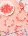 50Pcs Rose Beads Pink Shell Rose Carved Loose Beads Floral Cameos Spacer Bead for Buddha Mala Jewelry Making Necklace Bracelet Supplies Scrapbooking DIY Crafts Wedding Decors