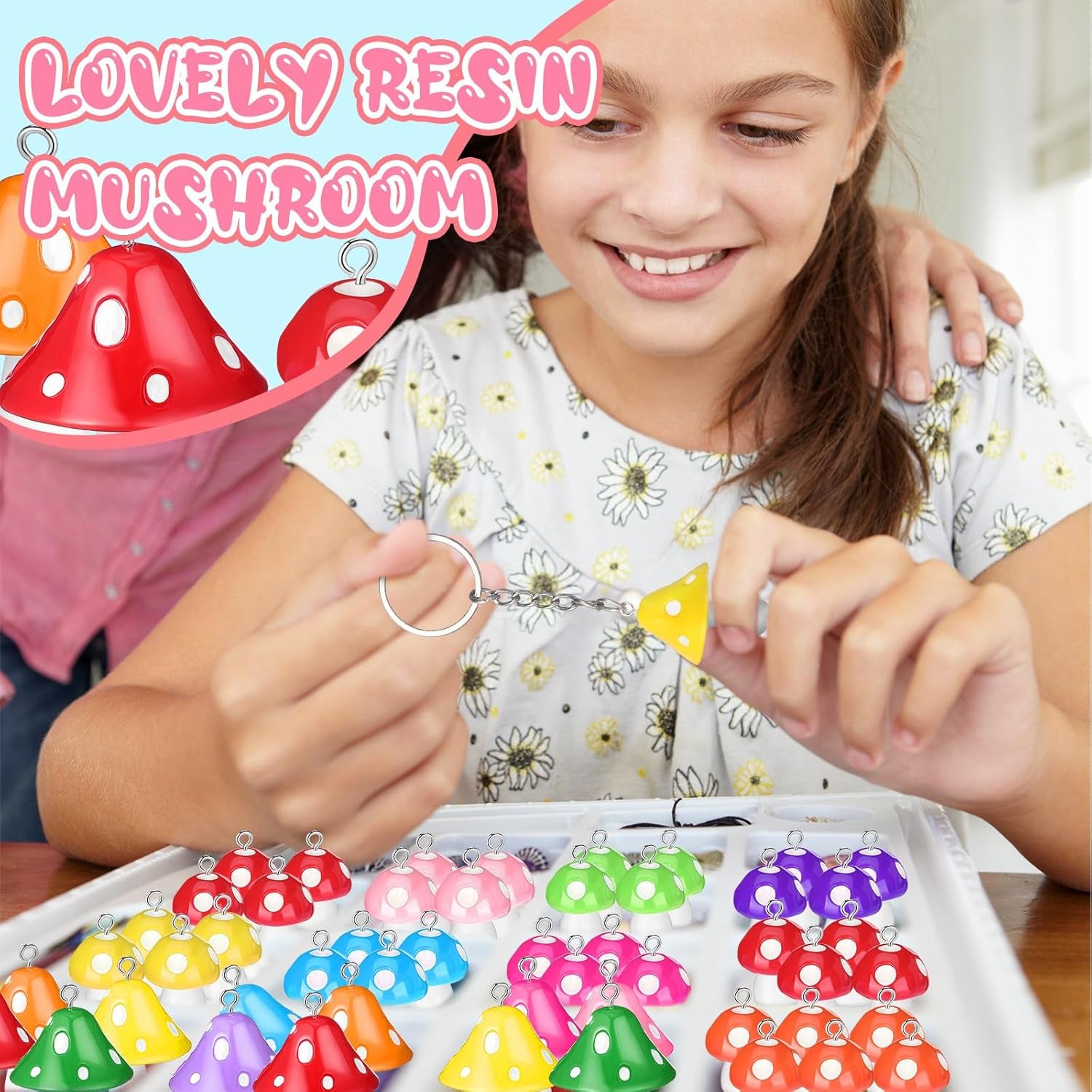 Mushroom Pendant Charm, Resin Cute Mushroom Shape Charms DIY Pendant Jewelry Pendants for Bracelets Necklaces Earrings Keychains DIY Crafts Making