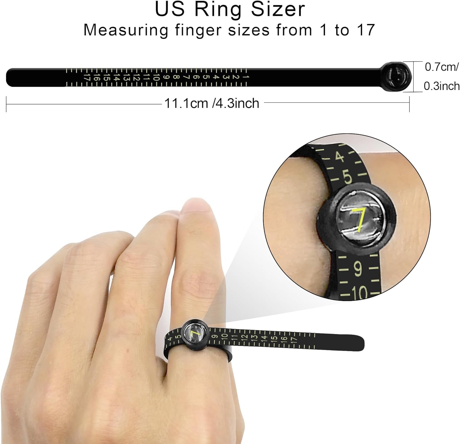 Ring Sizer, 3Pcs Reusable Ring Sizer Measuring Tool, USA Ring Measurer and Ring Sizer, Ring Sizing Kit for Jewelry Making, Suitable for Women and Man