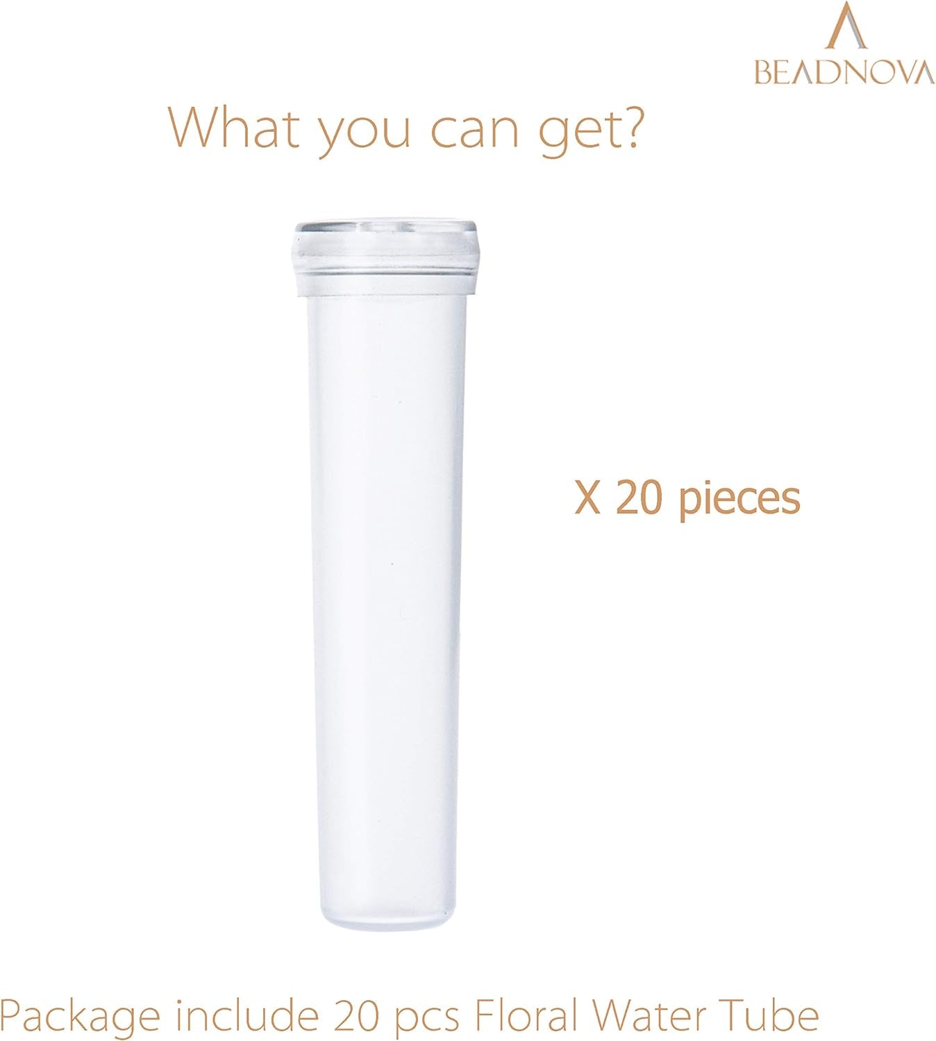 Floral Water Tubes 2.8 Inch Plastic Water Tubes for Floral Flower Vials with Caps for Flower Arrangement Decoration (Clear, 20 Pcs)