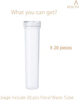Floral Water Tubes 2.8 Inch Plastic Water Tubes for Floral Flower Vials with Caps for Flower Arrangement Decoration (Clear, 20 Pcs)
