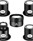 5 Pcs Jewelers Loupe Portable Monocular Magnifier Magnifying Glass Eye Loops Magnifier with 30 X 36 Mm Lens Watch Jewelry Experimental Repair Tool for Textile Optical Circuit Coins (5X 10X 15X 20X)