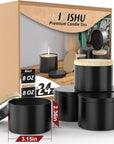 Upgraded 24 Pack Candle Tins 8 Oz with Lids, Bulk Empty Candle Jars for Making Candles, Premium Metal Candle Containers, round Candle Vessels Kit for Adults DIY Candle Making (Black and Wood Grain)