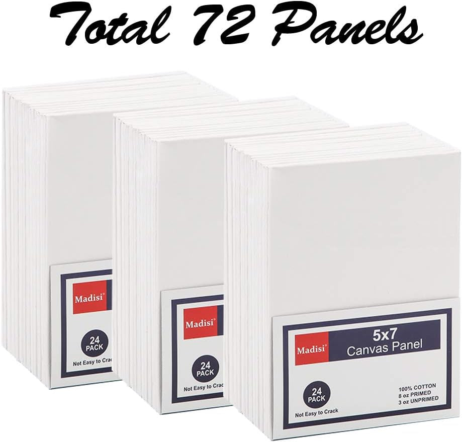 Painting Canvas Panels 72 Pack, 5X7, Classroom Value Pack Art Canvas