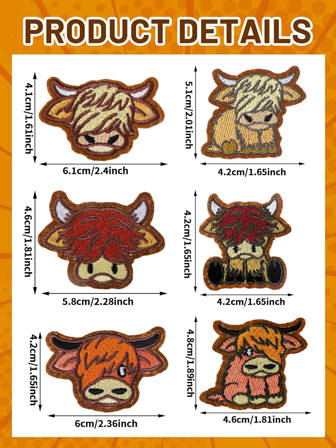 30 Pcs Highland Cow Iron on Patches for Hats Western Embroidered Patches Vintage Cowboy Animals Sew on Applique Patches for Jackets Backpacks Clothes DIY Crafts Accessories(Highland Cow)