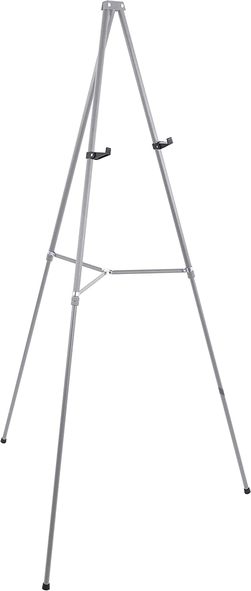66" High Gallery Silver Aluminum Display Easel and Presentation Stand - Large Adjustable Height Portable Tripod, Holds 25 Lbs - Floor and Tabletop, Display Paintings, Signs, Posters