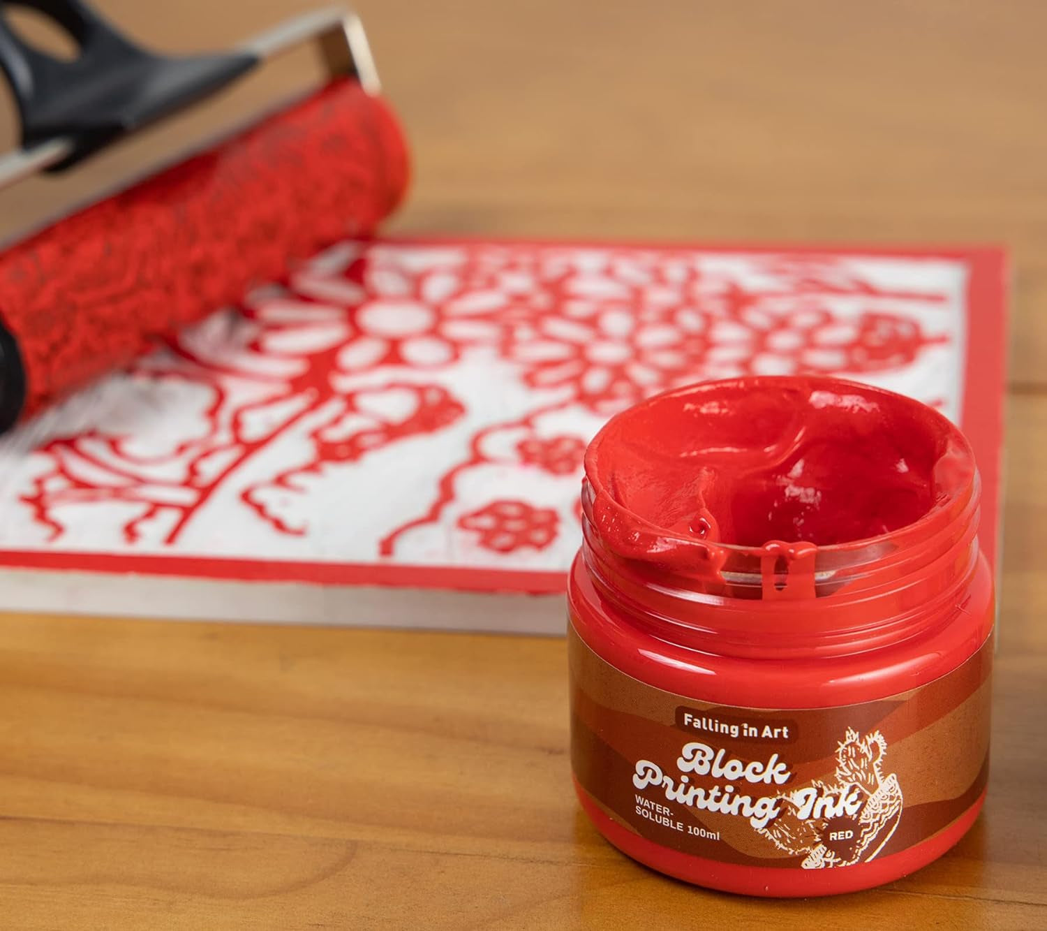 Water-Soluble Block Printing Ink, 6-Color Printmaking Ink Set for Linoleum Block, 3.5 Floz