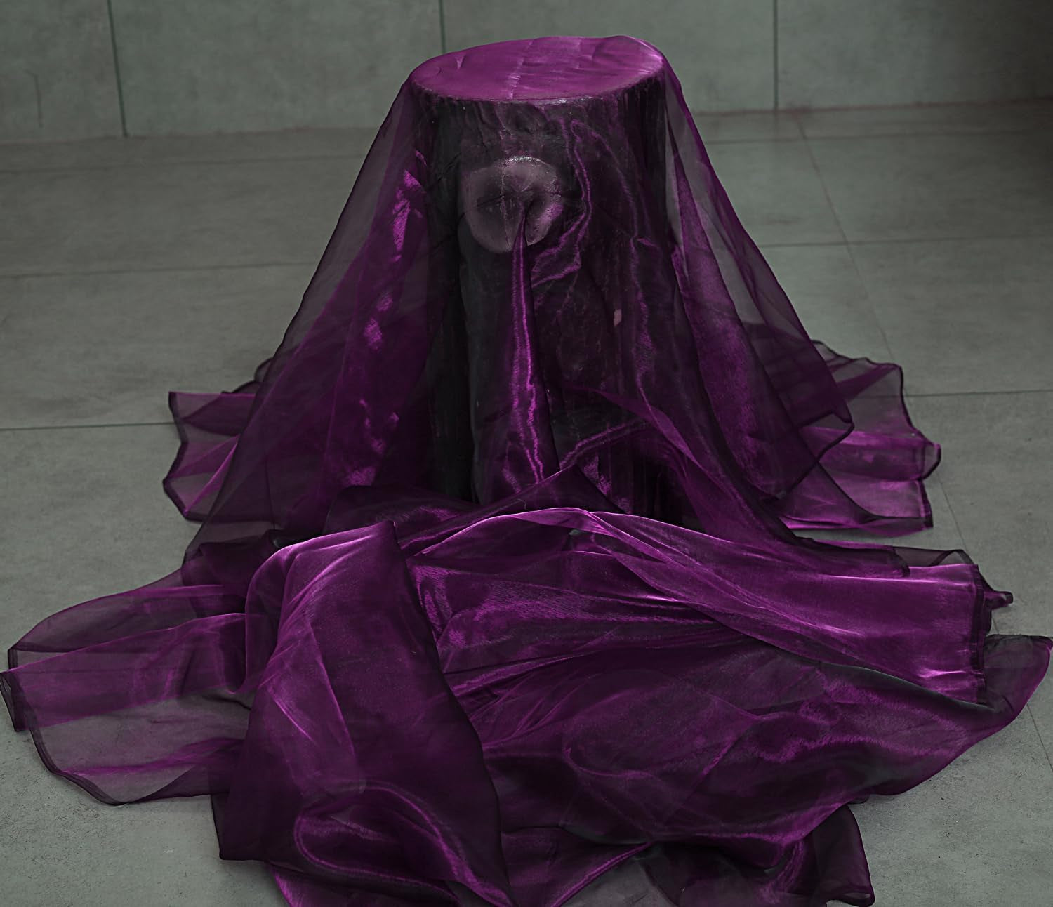 Pack of 25 Yards Long Bridal Solid Sheer Organza Fabric Bolt for Wedding Dress, Fashion, Crafts, Decorations, Backdrop, Christmas Craft Supplies, Silky Shiny Organza Fabrics 44” Wide- Dark Purple