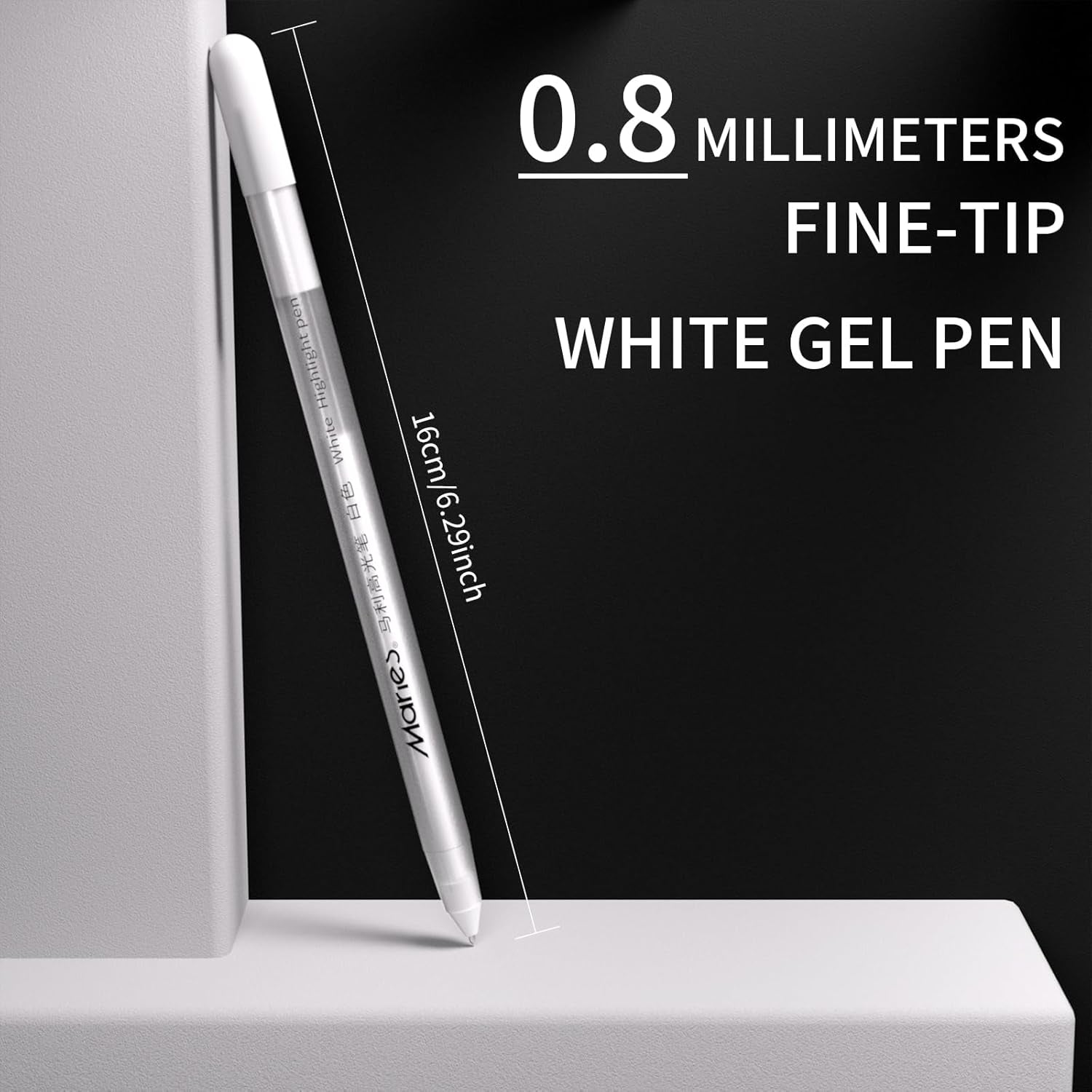 White Gel Pen Set, 3 Pack, 0.8Mm Extra Fine Point Pens Gel Ink Pens Opaque White Archival Ink Pens for Black Paper Drawing, Sketching, Illustration, Card Making, Bullet Journaling