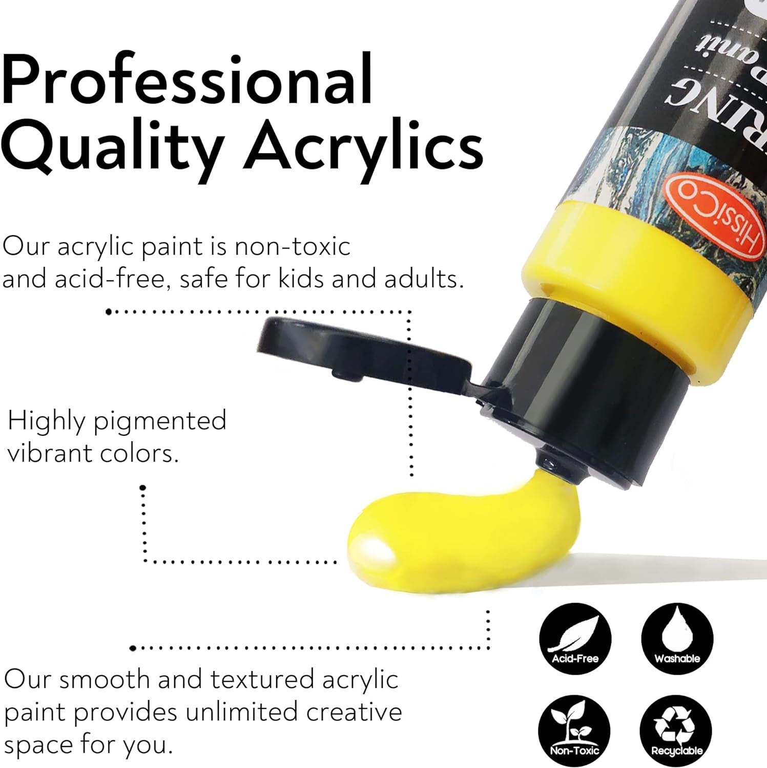 Acrylic Paint Set 76 PCS of 64 Colors 2Fl Oz 60Ml Bottles with 12 Brushes,Non Toxic 64 Colors Acrylic Paint No Fading Rich Pigment for Kids Adults Artists Canvas Crafts Wood Painting