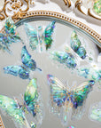 Butterfly Stickers Set (120 Pieces with 6 Themes)-Gorgeous Crystals Holographic Transparent Resin Waterproof Sticker Decals for Scrapbook Supplies Junk Bullet Journals Laptop Crafts Decor