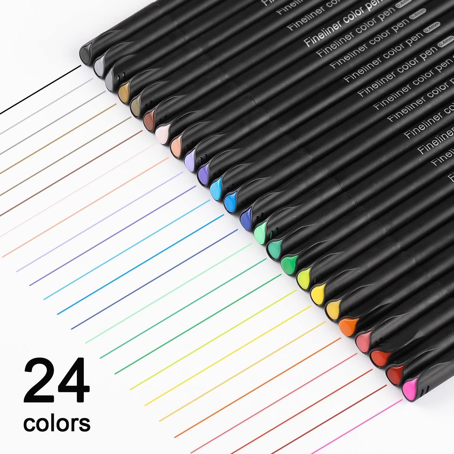 Fineliner Pens Fine Point Pens, 24 Colors 0.4Mm Fineliner Color Pen Set Fine Point Markers Fine Tip Drawing Pens for Journaling Writing Note Taking Calendar Adult Coloring