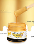 Metallic Gold Acrylic Paint, 100Ml Gold Paint, Gold Leaf Paint for Metal, Wood, Headstone, Painting, Non Toxic Non Fading