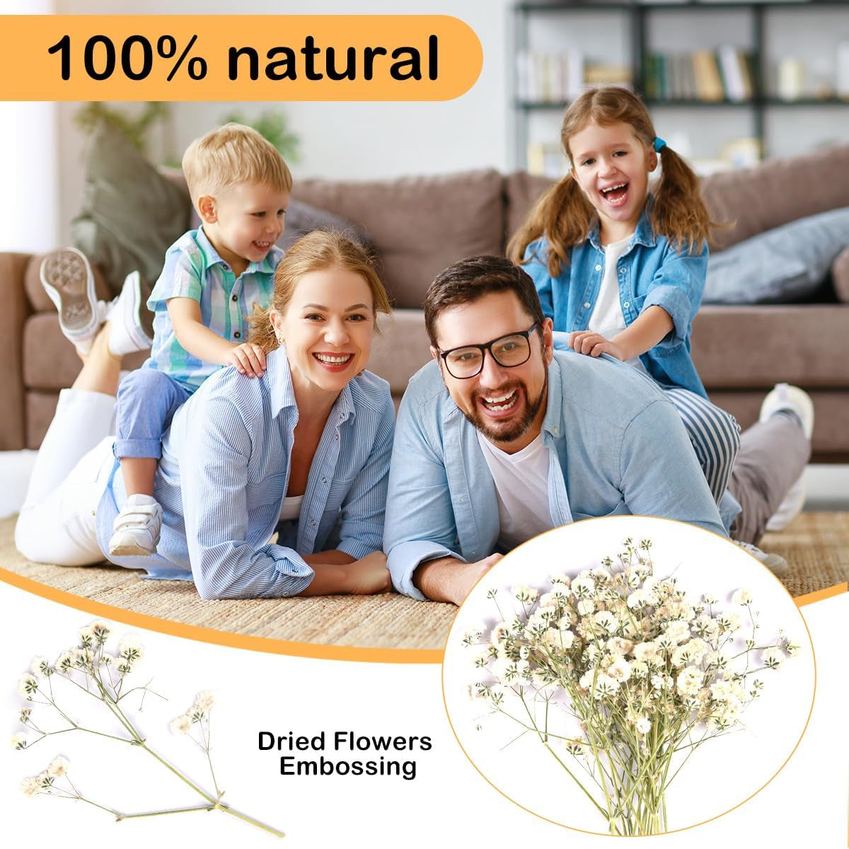 200PCS  White Dried Flowers Small Baby'S Breath Flowers Nature Real Dry Pressing Floral Natural Gypsophila Dried Flowers for Wedding Resin Art Craft DIY Card Making