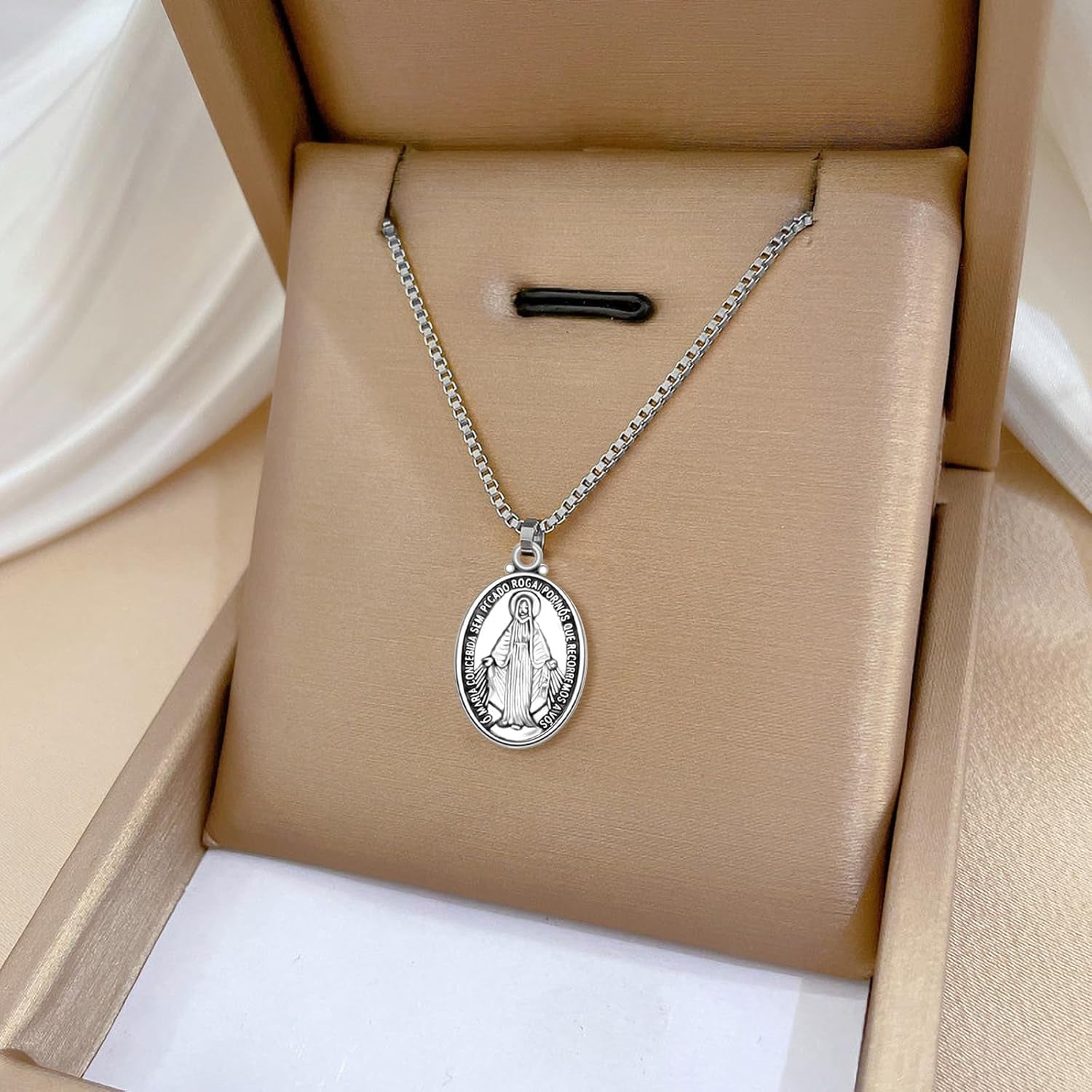 60Pcs Our Lady Miraculous Medal Floral Rosary Centerpiece Cross Jesus Virgin Mary Catholic Alloy Crucifix Charms for DIY Jewelry Making 12Mmx20Mm(A585)