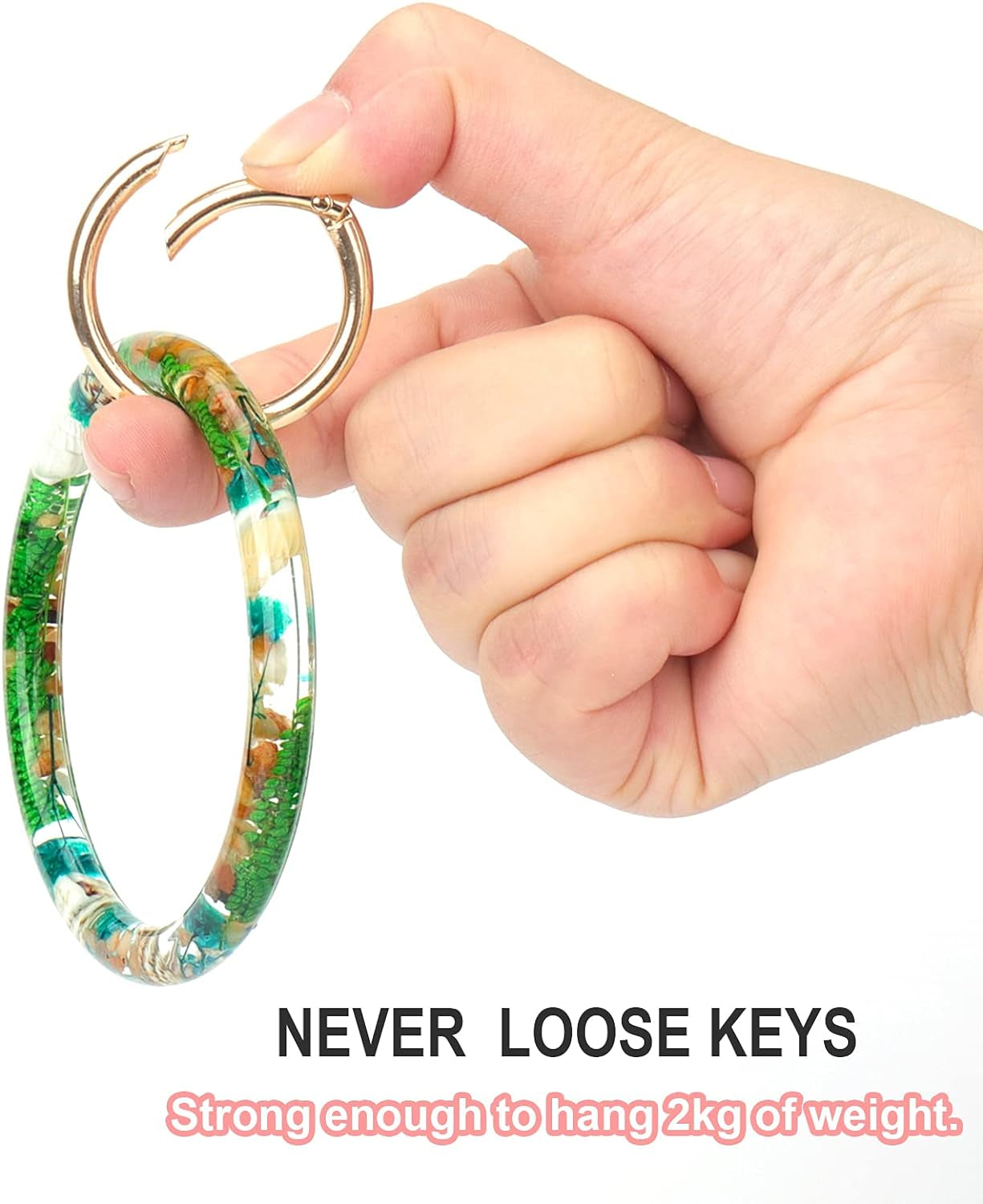 Wristlet Keychains Molds, Key Ring Bracelet Molds for Epoxy Resin Molds Casting, Silicone Mold for Car Key Chain Bracelets Wristlet Wallet with 10Pcs Key Chains and 10Pcs Key Rings