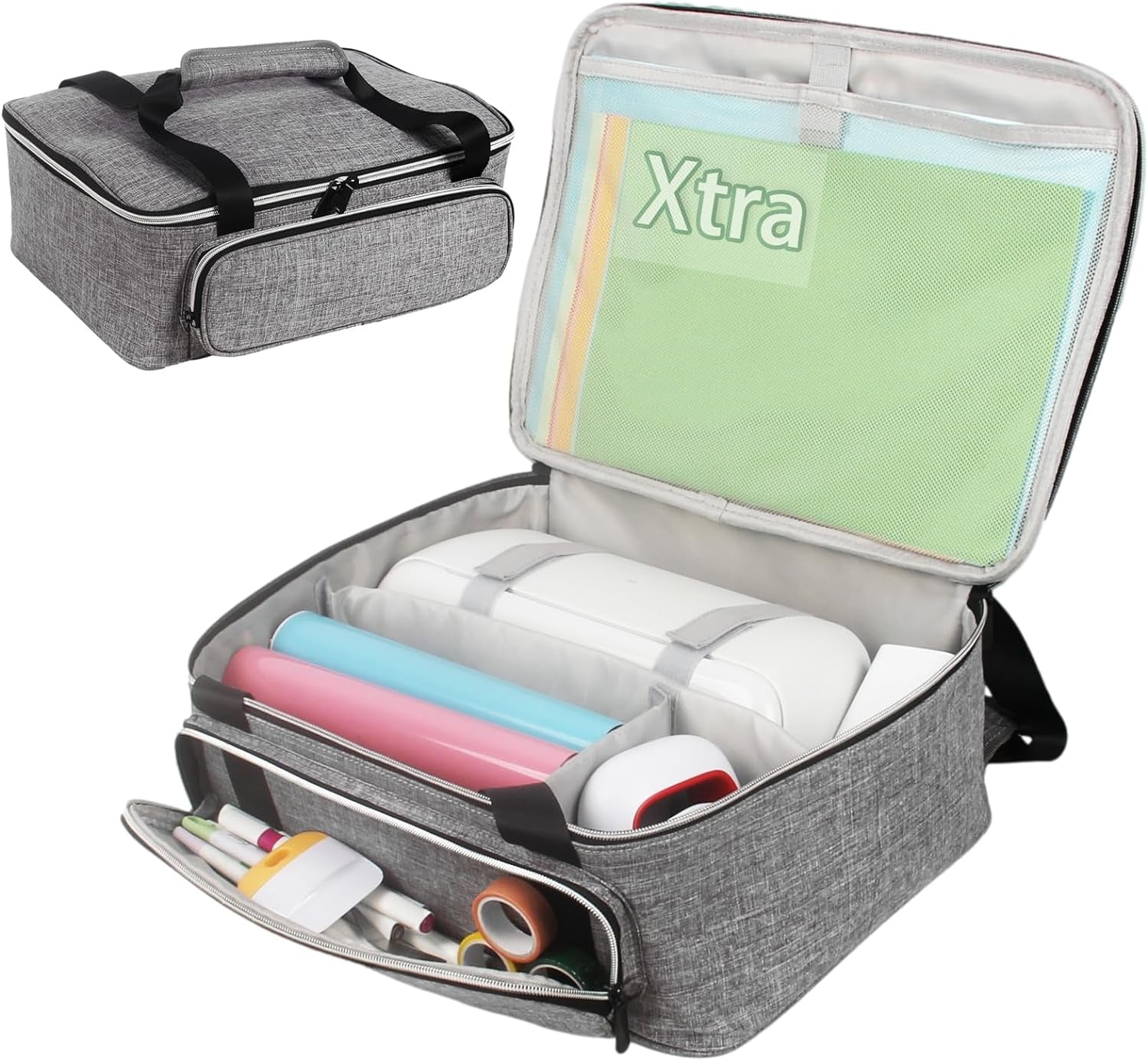 Carrying Case for Cricut Joy Xtra, Tote Bag for Extra Machine Storage, Dust Cover, and Travel Carry, Xtra Accessories Bundles Organization and Protection, Store Various Supplies(Grey)