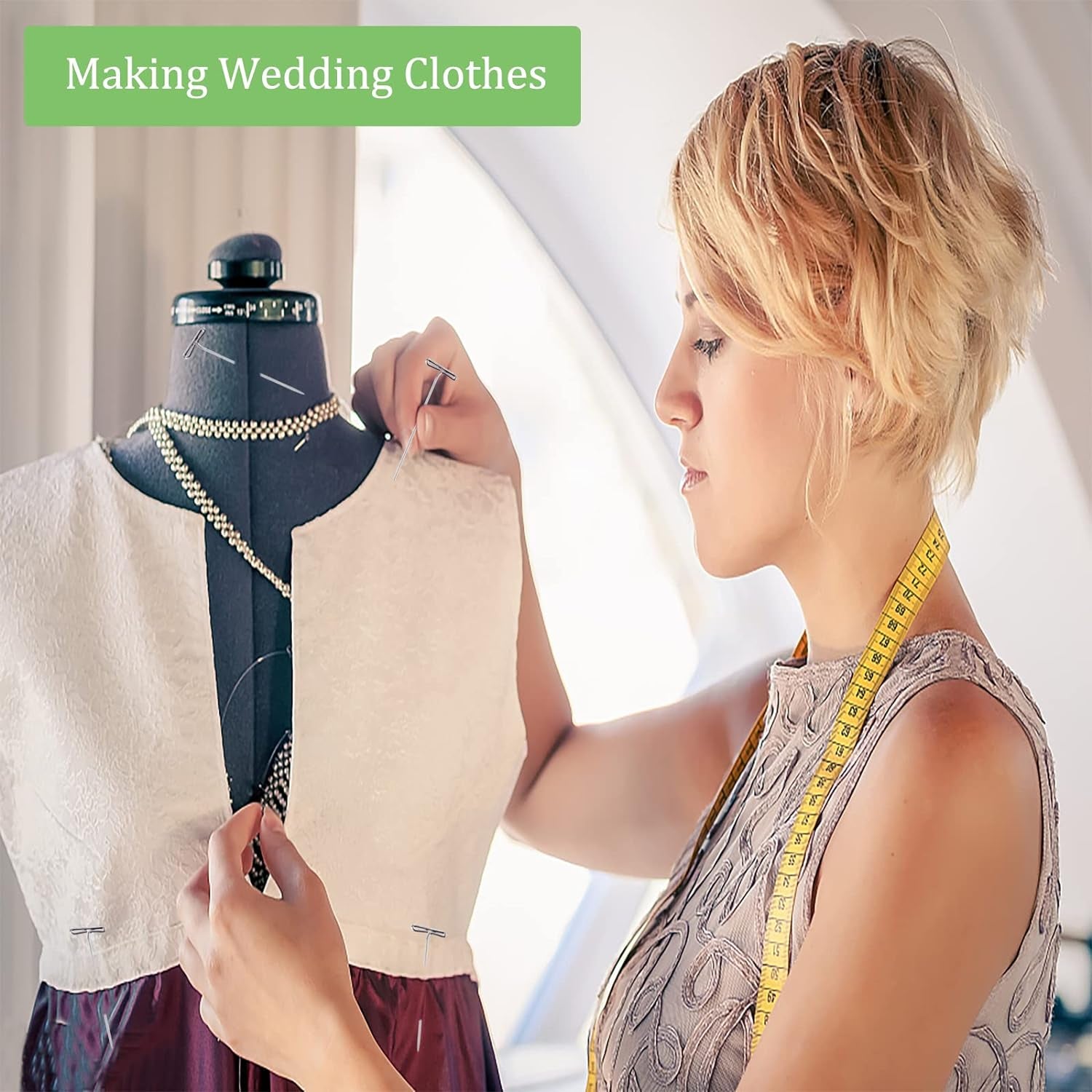 200Pcs T Pins, 2 Inch Sewing Pins, Stainless Steel Wig Pins for Wigs, T-Pins for Foam Head, Long Straight Pins for Sewing, Craft, Quilting and Blocking Knitting, Office, Decoration by