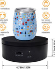 Motorized Rotating Display Stand,Turner Cup Platform for Epoxy Glitter Tumbler, 360 Automatic Mute Rotating Turntable, Tumbler Making Supplies Spinner, Base for Product Video Show ,Balck 4.72In
