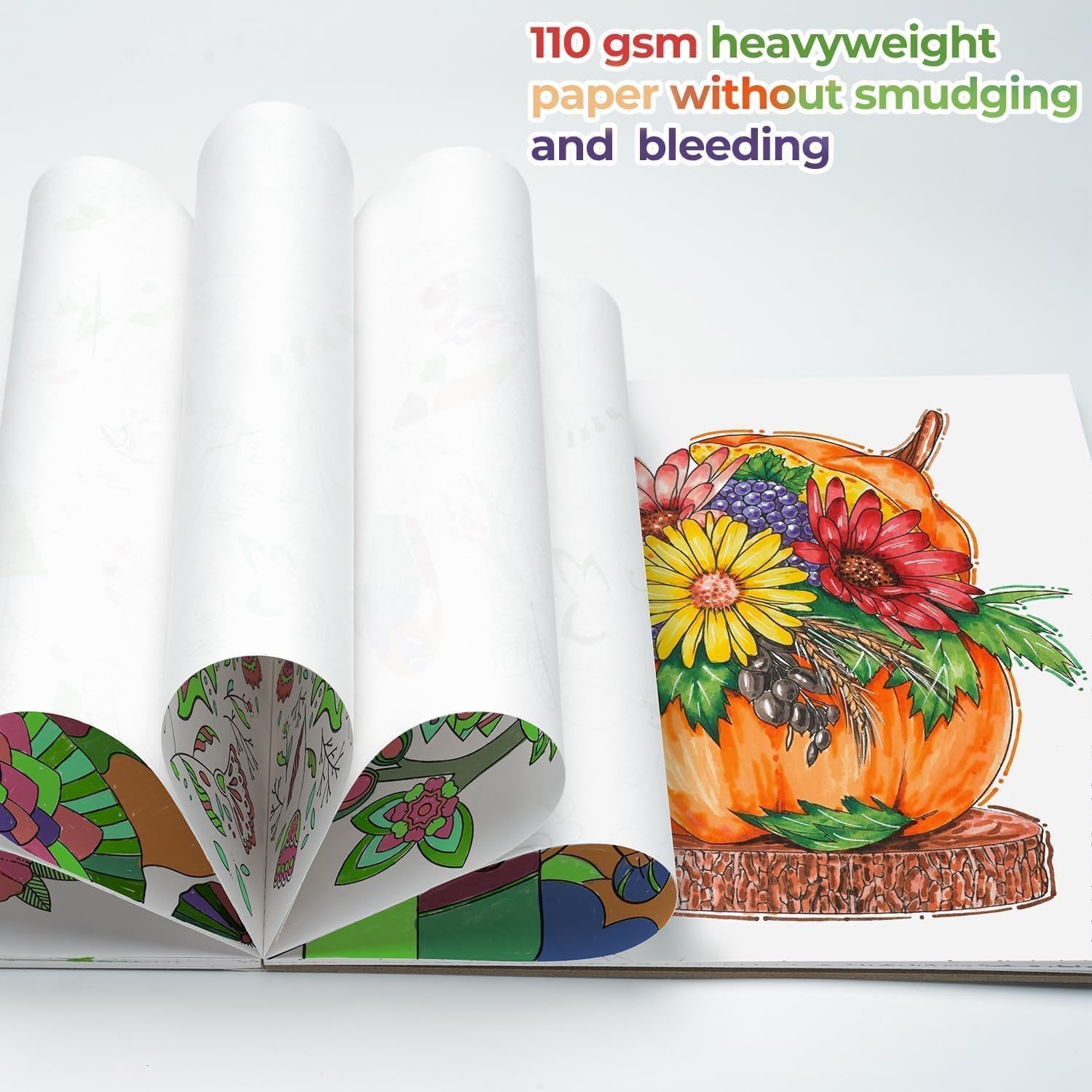 Markers Brush Tip 48-Colors with 36-Sheet Coloring Book - Double Tipped Markers for Adults Coloring Books - Art Marker Set Bundles with 100% Bleed-Proof Coloring Pages - Fine & Brush Dual Tips