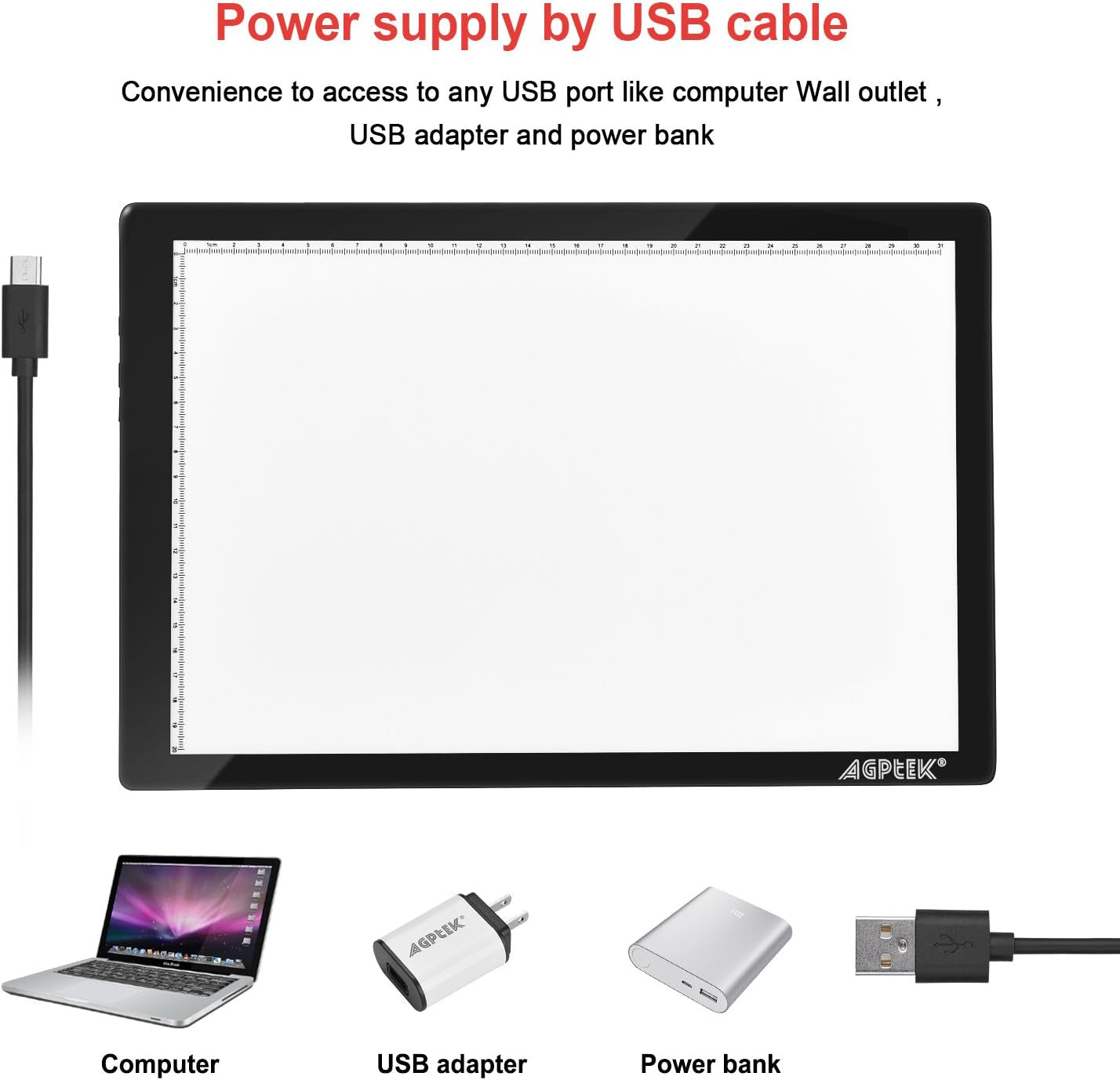 Magnetic A4 LED Artcraft Tracing Light Pad 4 Light Box Ultra-Thin Physical Buttons Control with Memory Function USB Powered Pad Animation,Sketching,Designing,Stencilling X-Ray Viewing W/USB Adapter