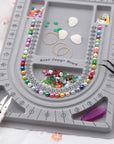 Bead Design Board with Beading Mat Kit, Grey Flocked, All-In-One Jewelry String Beading Needles Jewelry Organizer Tray for Creating Bracelets, Necklaces and Other Jewelry Making Craft