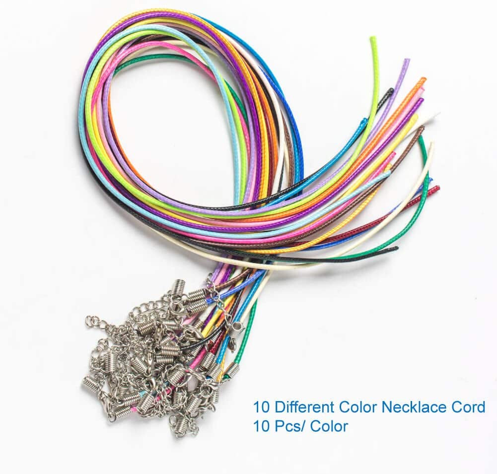 100Pcs Necklace Cord String with Clasp Bulk for Jewelry Making and Bracelet, Multicolor