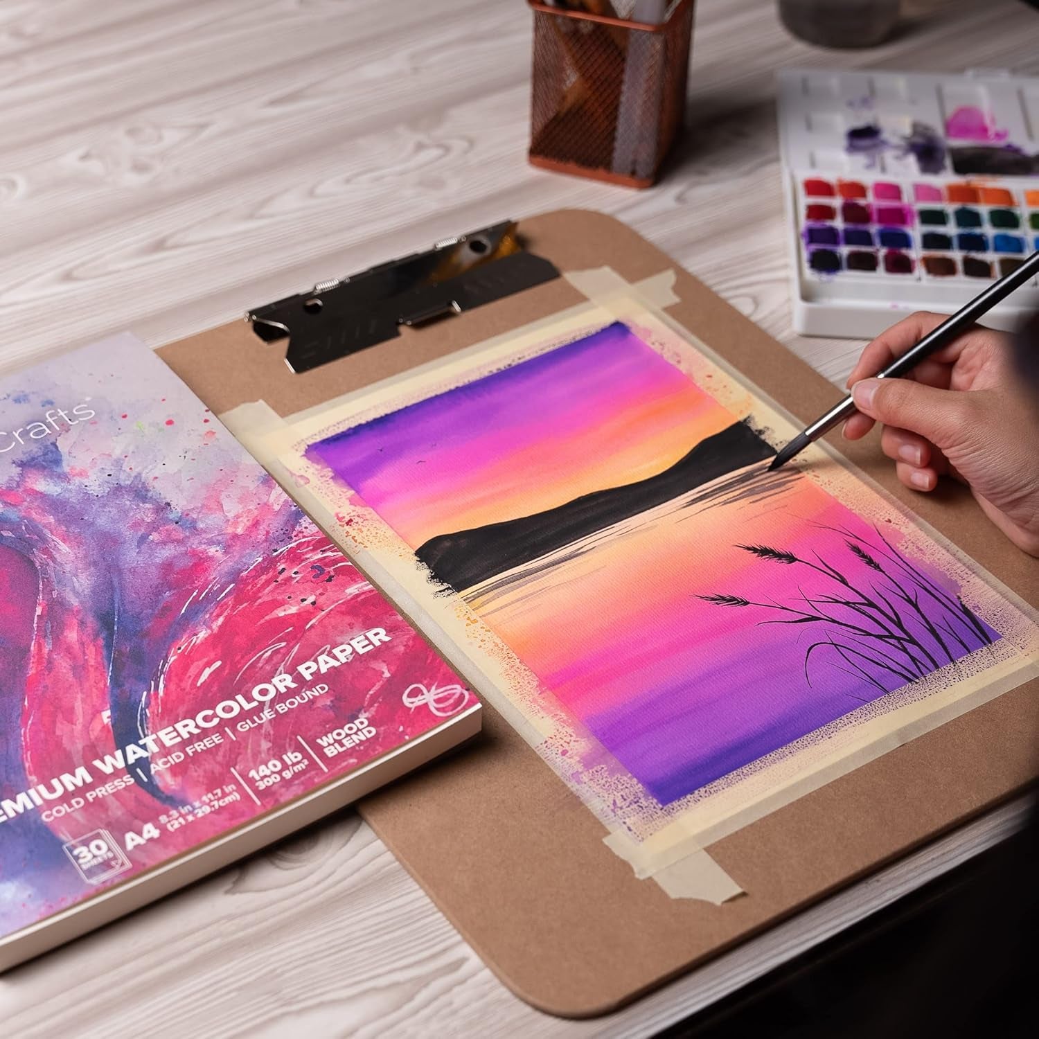 Watercolor Paper Pad 2 Pack - A4 8.3X11.7" - 60 Sheets Total (140Lb/ 300Gsm) - Cold Press Acid Free Art Sketchbook Pad for Painting & Drawing, Wet, Mixed Media