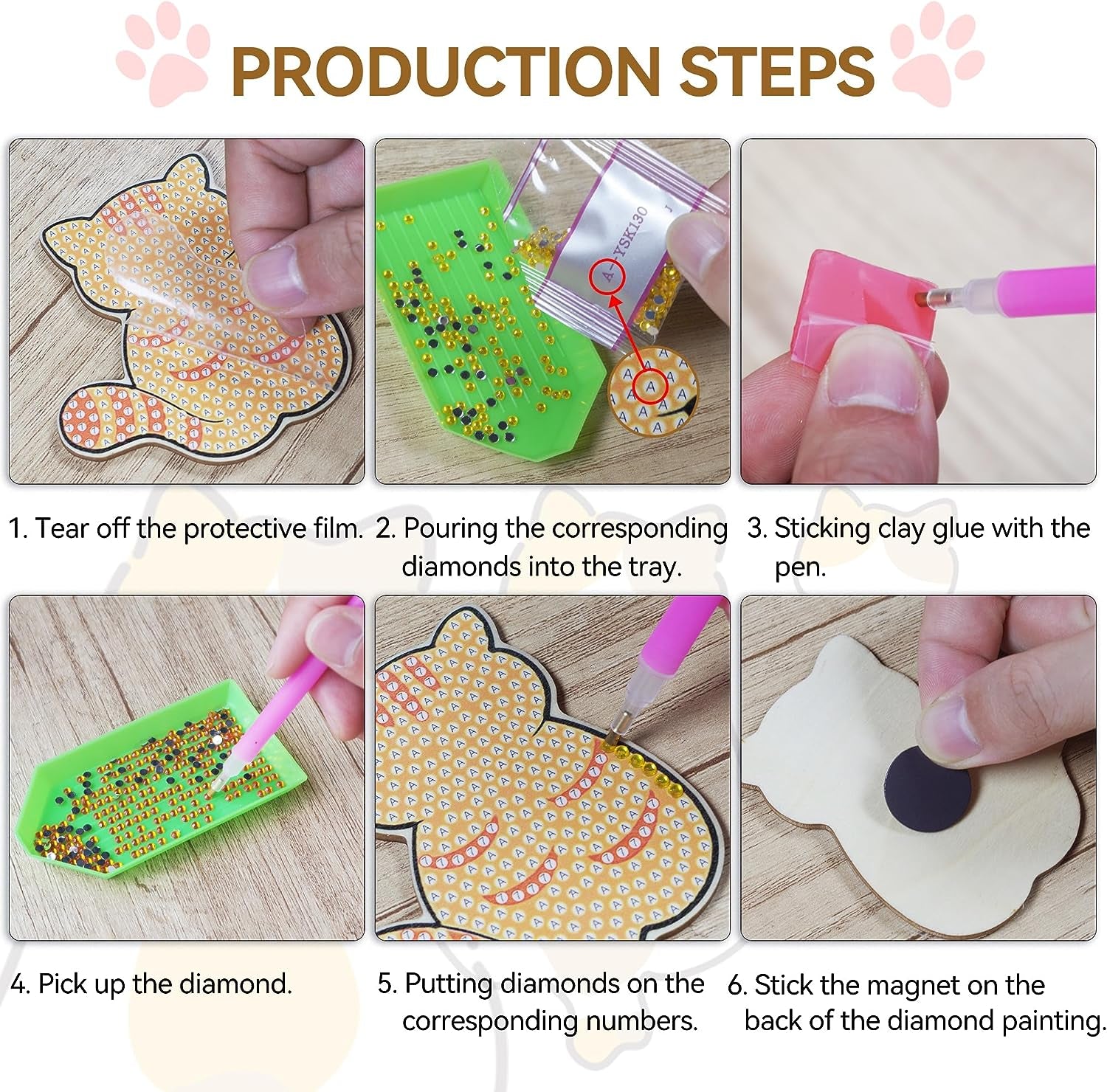 12 PCS Diamond Painting Refrigerator Magnets, Cat Diamond Painting Kits for Adults, Diamond Art Kits for Home Decor, Small Diamond Art Crafts