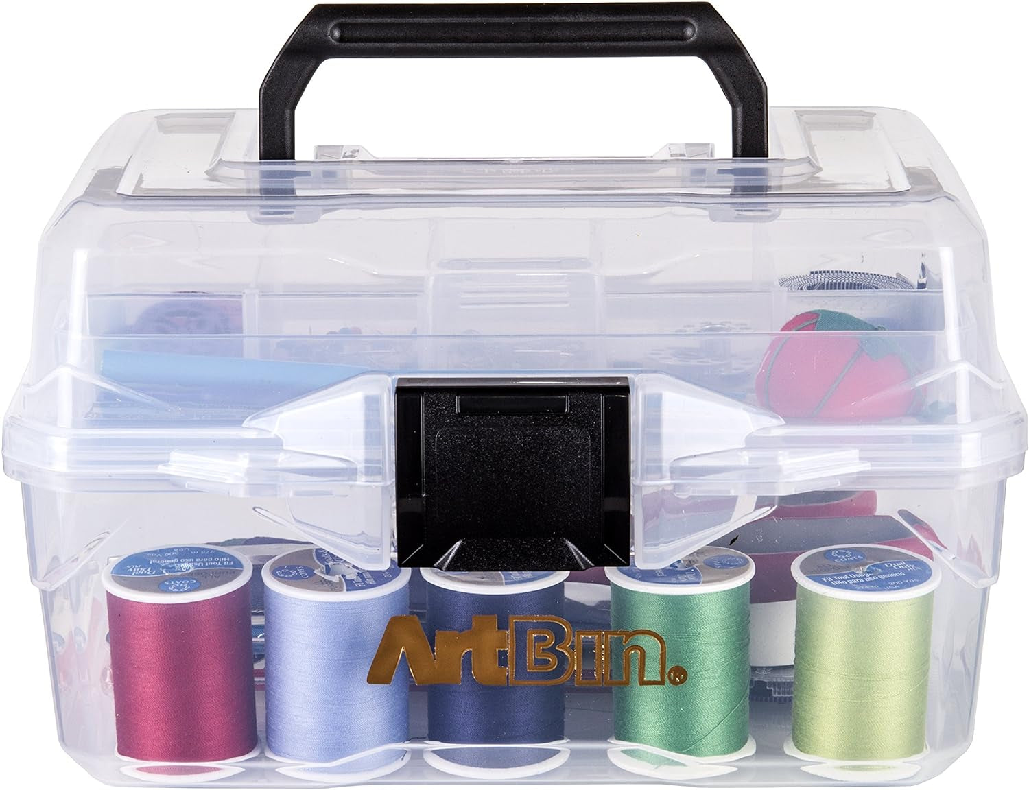6890AG Small Project Box, Portable Art &amp; Craft Organizer with Lift-Out Tray, [1] Plastic Storage Case, Clear