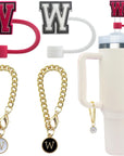 4 PCS Initial Letter Charm Accessories and Straw Cover Pack- Chains with Initial Letter for Stanley 20 30 40 Oz Tumbler with Handle