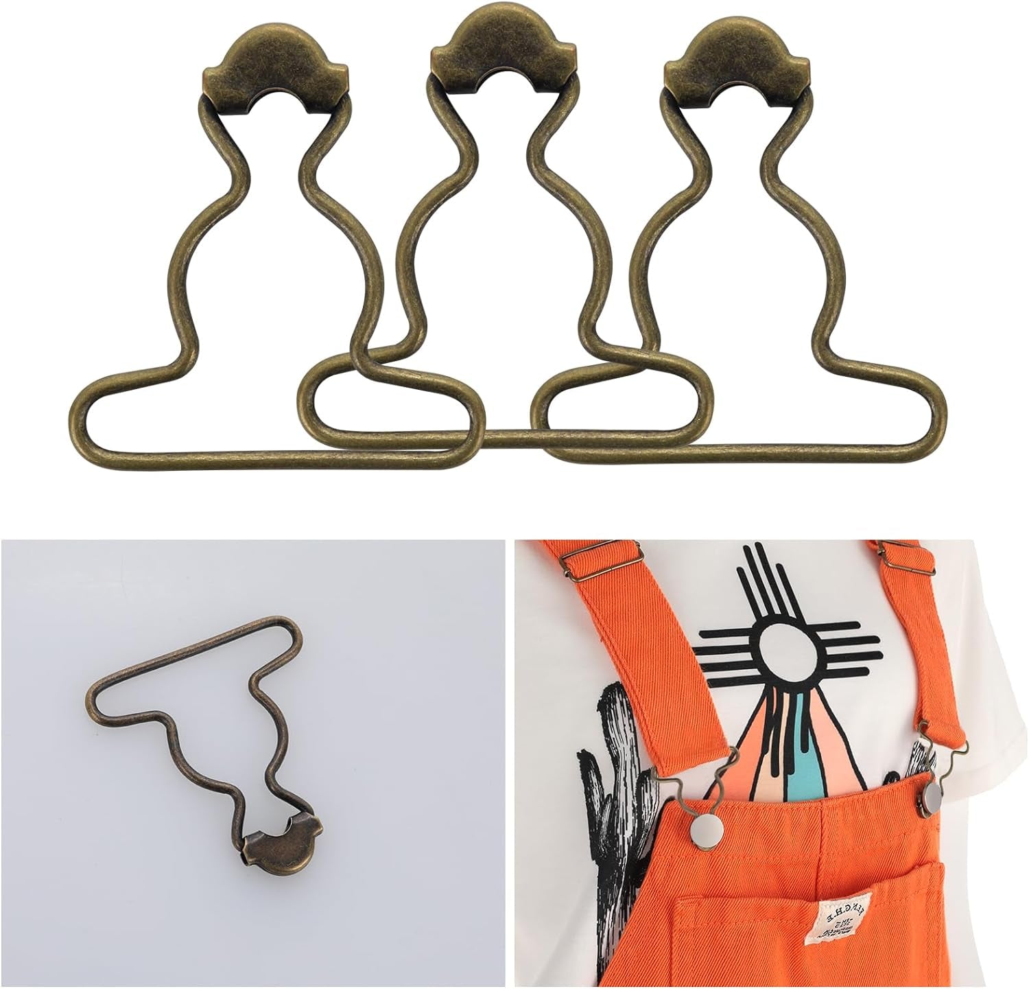12Pcs Suspender Clips Dungaree Overall Buckles Matal Overall Clasp Replacement 1.5 Inch Overall Clips