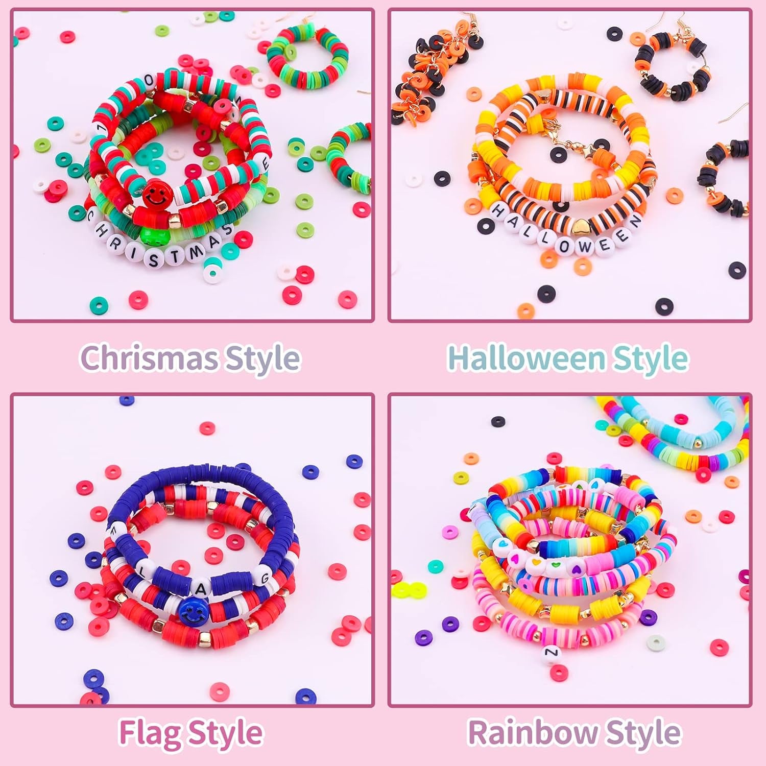 Clay Bead Bracelet Kit -16300Pcs Clay Beads Kit, 56 Colors Clay Beads Bracelet Making Kit, Polymer Clay Bead Bracelet Kit, Crafts Kit for Teen Girls, Mother'S Day Brithday Gifts