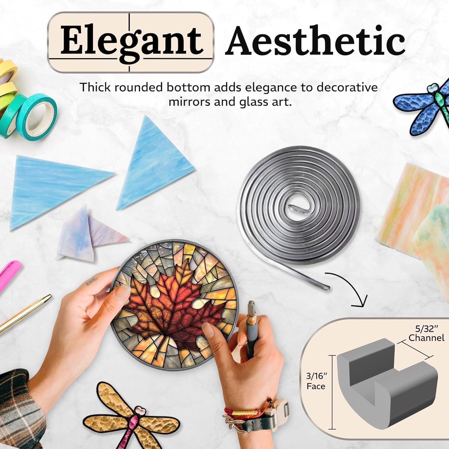 3/16" round U Lead Came for Stained Glass – 6 Ft Lead U Hobby Came by