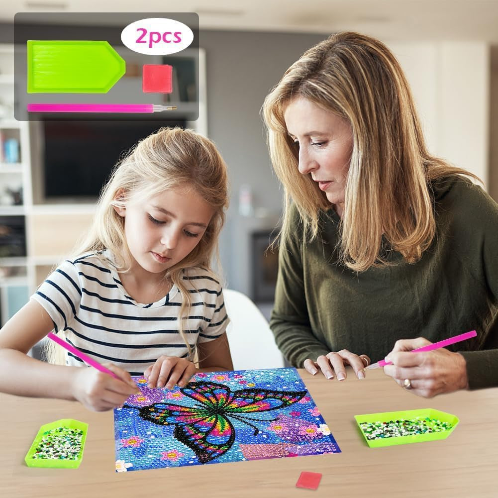 Butterfly Diamond Art Kits for Kids-Butterfly Diamond Art Painting Kits for Kids with Frame,Butterfly Diamond Art for Kids with Beautiful Package for Gift (6X6 Inch)