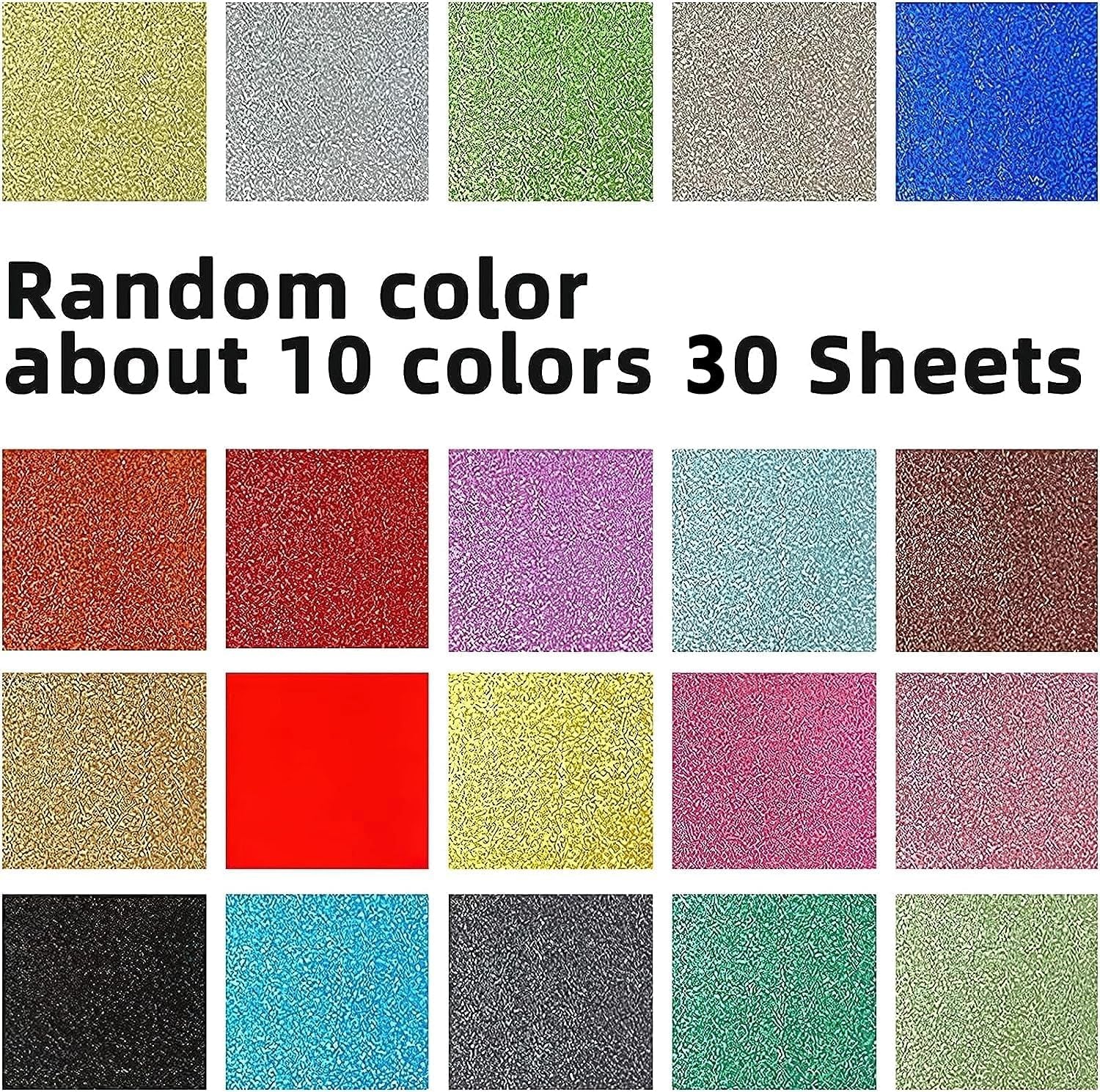 30 Sheets Glitter Cardstock Paper, A4 Sparkly Paper Premium Craft Cardstock Self-Adhesive Glitter Sticker Paper for Art Projects Gift Wrapping Party Decorations 10 Colors 250Gsm