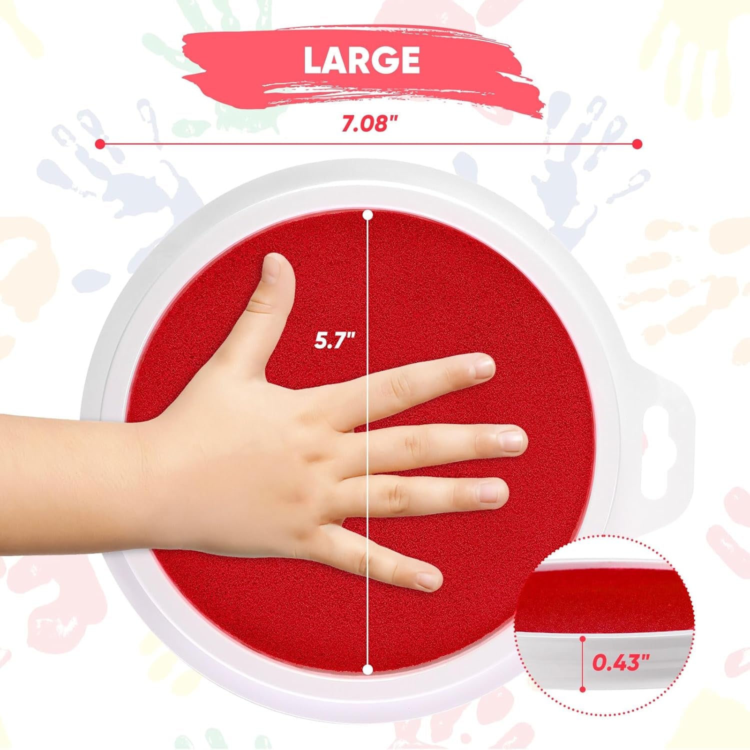 16 Pack Washable Ink Pads for Kids, 7" Large round Stamp Pads for Finger Painting Rubber Stamps