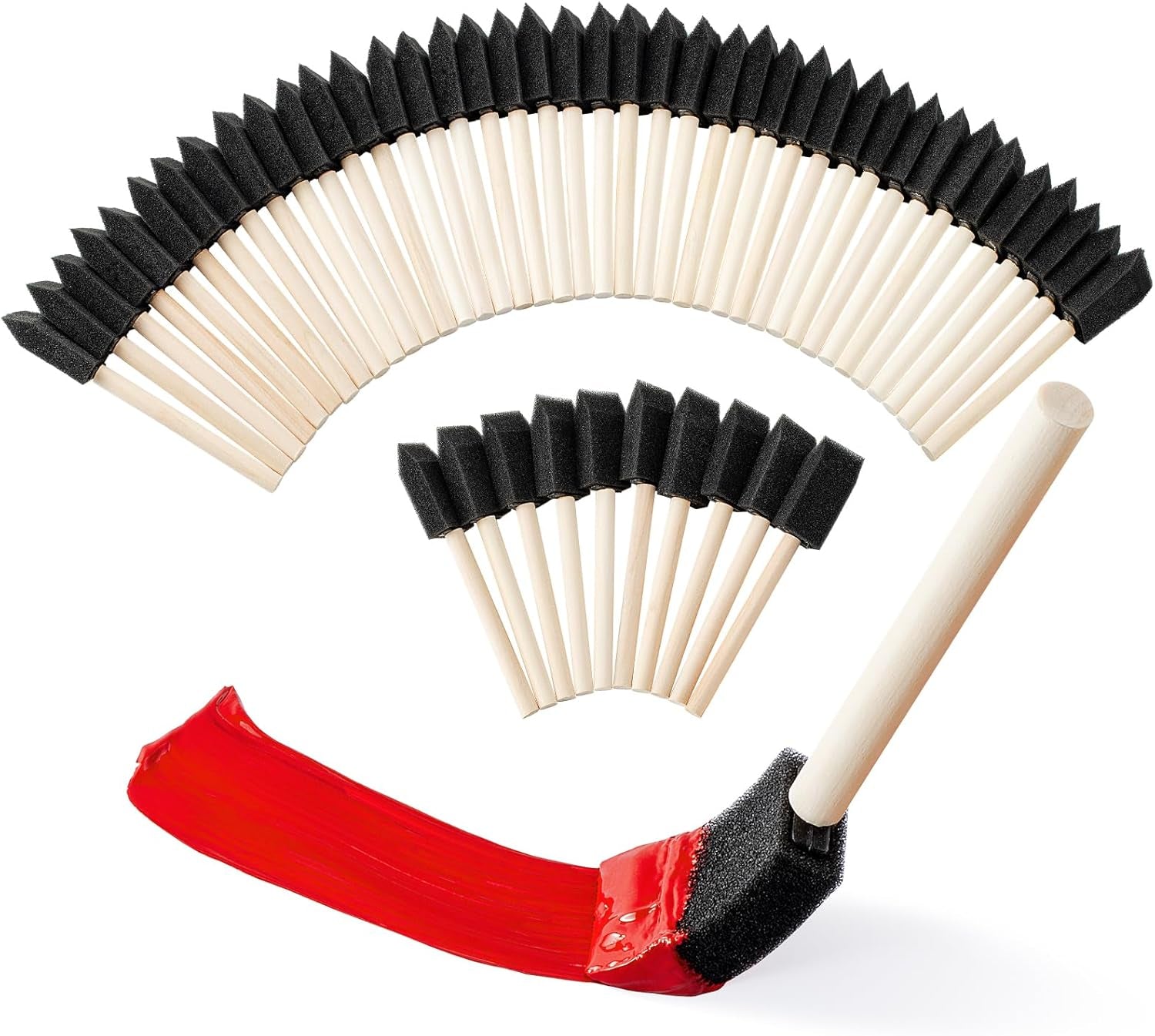 5 Pcs Foam Paint Brushes, 2 Inch Foam Brush, Wood Handle Foam Brushes for Staining, Sponge Paint Brush, Foam Brushes for Staining, Varnishes, and DIY Craft Projects