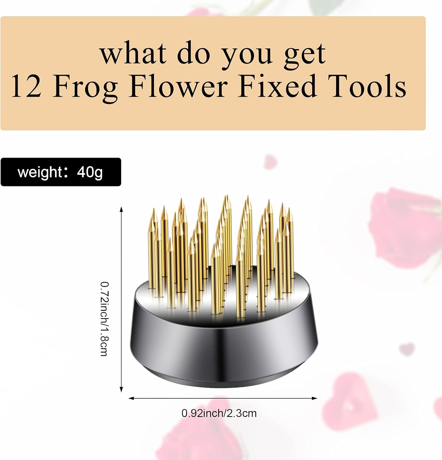 12 Pcs Flower Frog Holder 0.92 Inch Mini Floral round Flower Arranger Fixed Flower Pin Holder Tool Floral Arrangement Pin Holder Japanese Flower Holder Plant Fixation(Gold)