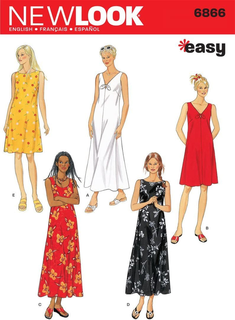 Sewing Pattern 6866 Misses Dresses, Size a (S-M-L-XL)