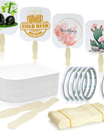 30 Pieces Church Fans Handheld Set, Including Fan Handle Craft Sticks Wavy Wooden Sticks, Blank White Cardstock, Double Sided Tape Church Fans for DIY Crafting Painting