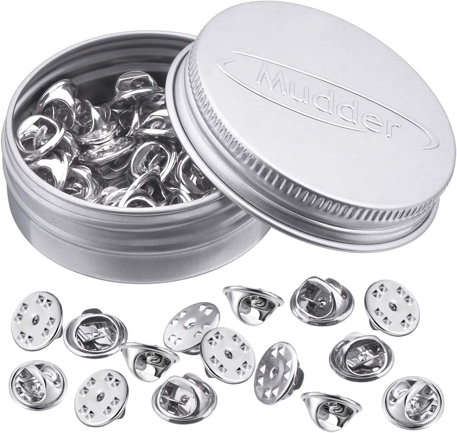 Brass Clutch Badge Insignia Clutches Pin Backs Replacement (Silver, 50 Pieces)