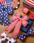 4 Rolls Patriotic Day Wired Ribbon 20 Yard 4Th of July Red White Blue Decorative Ribbon American Patriotic Day Edge Ribbons for Independence Day Bows DIY Wreath Making Crafts Memorial Day