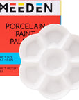 7-Well Studio Porcelain Paint Palette Tray,Artist Mixing Colour Tray by 4-3/4 Inches for Watercolor Gouache Painting,Round,White