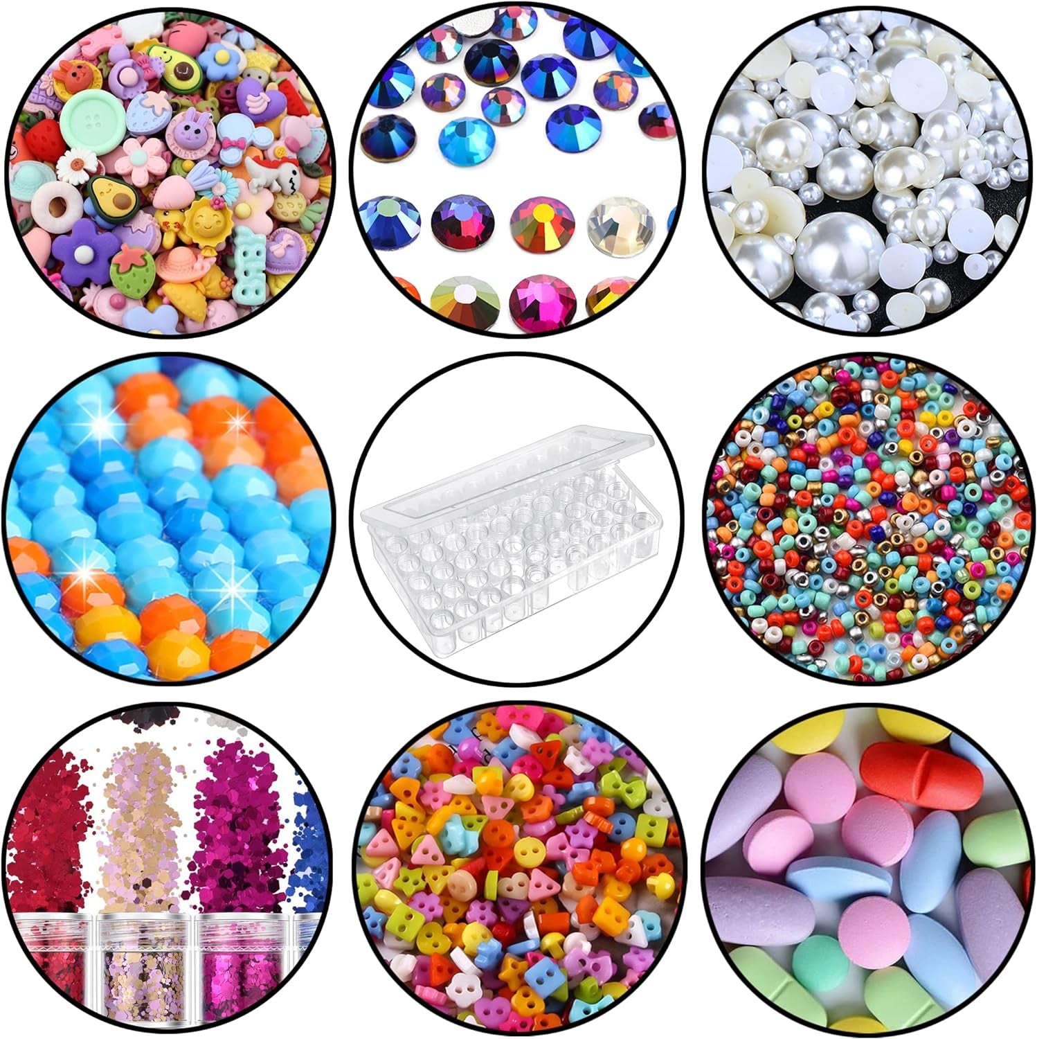 1Pack 60 Grids Bead Organizer and Storage Diamond Painting Containers Portable Plastic Case Box Arts Crafts Storage for Seeds Beads Sewing Cosmetic Nail Glitter Powder Small Parts Rhinestones