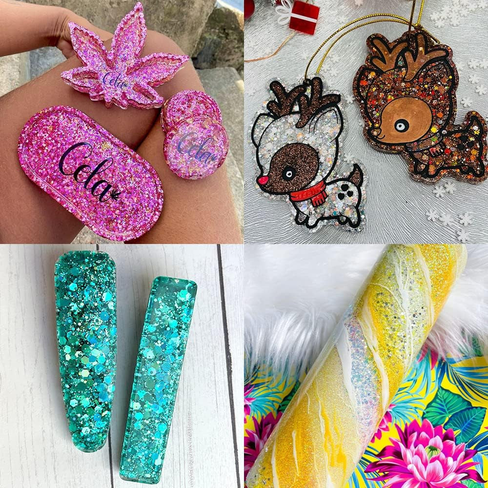 Holographic Chunky and Fine Glitter Mix, 36 Colors Chunky Sequins &amp; Glitter Powder Mix, Iridescent Cosmetic Glitter Flakes for Nail Art Face Body Eye Makeup, Craft Glitter for Epoxy Resin Tumblers